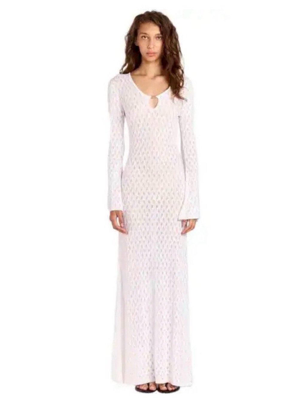Romy Havana Dress White Pointelle Knit Maxi Dress Sizes Xs, Medium Nwt